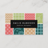 Zigzag, Chevron, Gingham, Polka Dots, Patchwork Visitekaartje (Voorkant)
