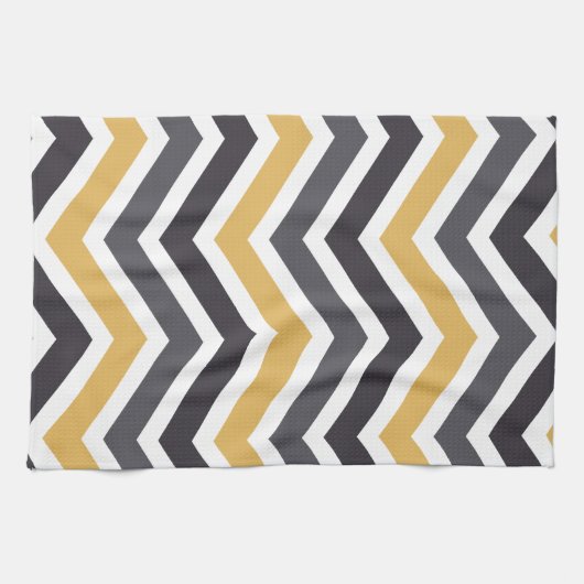 ZigZag Chevron goud en grijs Theedoek (Horizontaal)