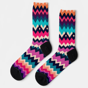Zigzag Chevron Kleurrijk Patroonontwerp Sokken