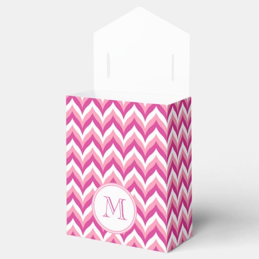 Zigzag Chevron Pattern, roze en witte zigzag Bedankdoosjes (Geopend)