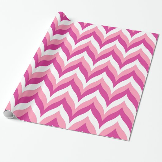 Zigzag Chevron Pattern, roze en witte zigzag Cadeaupapier (Uitgerold)
