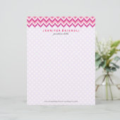 Zigzag Chevron Pattern, roze en witte zigzag Custom Briefhoofd (Staand voorkant)