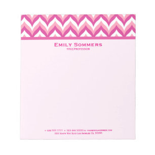 Zigzag Chevron Pattern, roze en witte zigzag Notitieblok