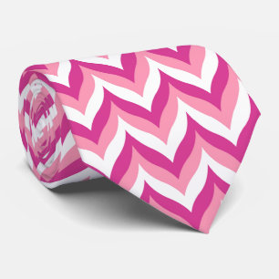 Zigzag Chevron Pattern, roze en witte zigzag Stropdas