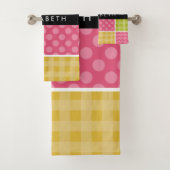 zigzag, Chevron, Polka Dots, Gingham, Jouw naam Bad Handdoek (Insitu)