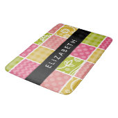 zigzag, Chevron, Polka Dots, Gingham, Jouw naam Badmat (Gekanteld)