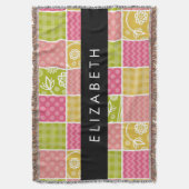 zigzag, Chevron, Polka Dots, Gingham, Jouw naam Deken (Voorkant Verticaal)