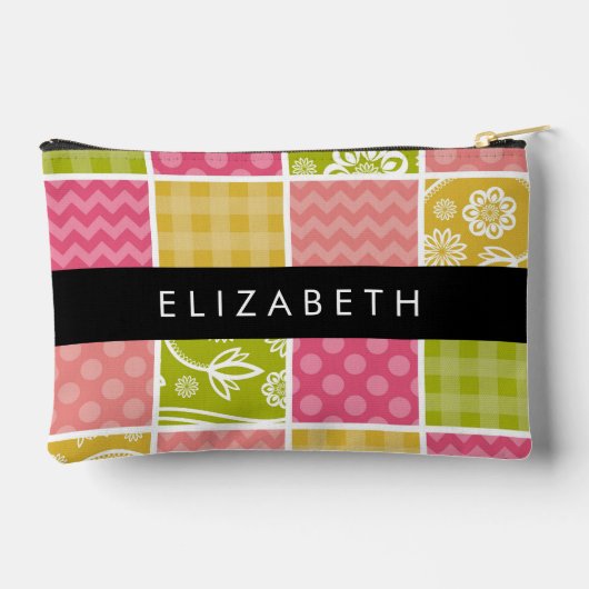 zigzag, Chevron, Polka Dots, Gingham, Jouw naam Etui (Achterkant)