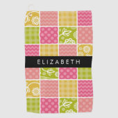 zigzag, Chevron, Polka Dots, Gingham, Jouw naam Golfhanddoek (Voorkant)