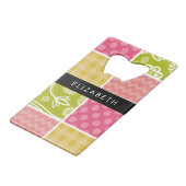 zigzag, Chevron, Polka Dots, Gingham, Jouw naam Kredietkaart Flessenopener (Achterkant Gekanteld)