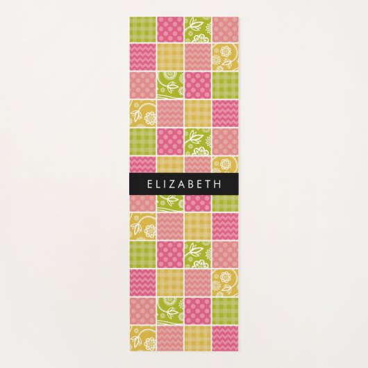 zigzag, Chevron, Polka Dots, Gingham, Jouw naam Yogamat (Voorkant)