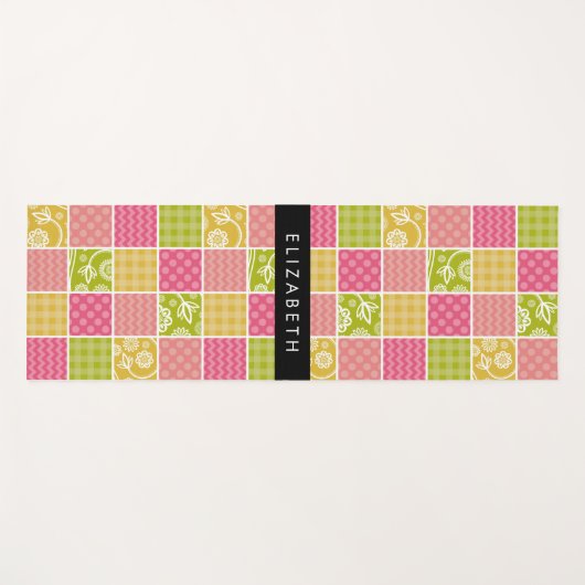 zigzag, Chevron, Polka Dots, Gingham, Jouw naam Yogamat (Voorkant (horizontaal))