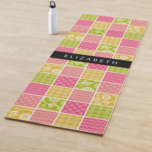 zigzag, Chevron, Polka Dots, Gingham, Jouw naam Yogamat (In situ)