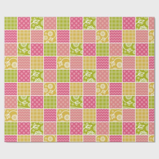 Zigzag, Chevron, Polka Dots, Gingham, Patchwork Cadeaupapier (Vlak)