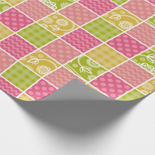 Zigzag, Chevron, Polka Dots, Gingham, Patchwork Cadeaupapier (Hoek)