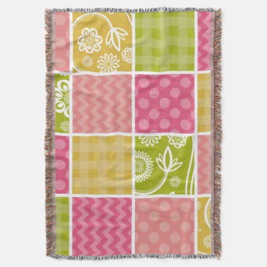 Zigzag, Chevron, Polka Dots, Gingham, Patchwork Deken (Voorkant Verticaal)