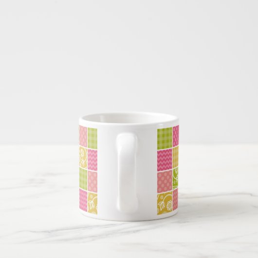 Zigzag, Chevron, Polka Dots, Gingham, Patchwork Espresso Kop (Achterkant)