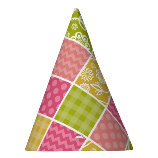 Zigzag, Chevron, Polka Dots, Gingham, Patchwork Feesthoedjes (Rechts)