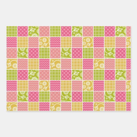 Zigzag, Chevron, Polka Dots, Gingham, Patchwork Inpakpapier Vel (Voorkant)