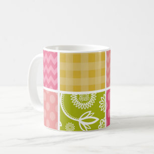 Zigzag, Chevron, Polka Dots, Gingham, Patchwork Koffiemok