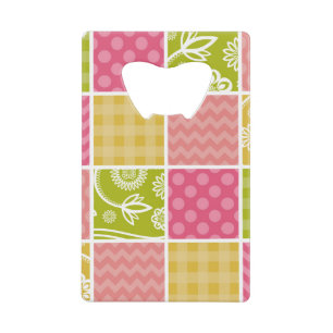 Zigzag, Chevron, Polka Dots, Gingham, Patchwork Kredietkaart Flessenopener