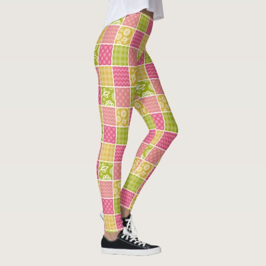 Zigzag, Chevron, Polka Dots, Gingham, Patchwork Leggings (Rechts)