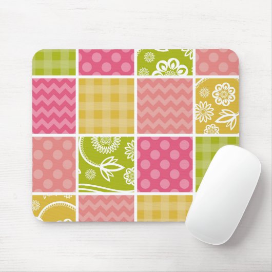 Zigzag, Chevron, Polka Dots, Gingham, Patchwork Muismat (Met muis)