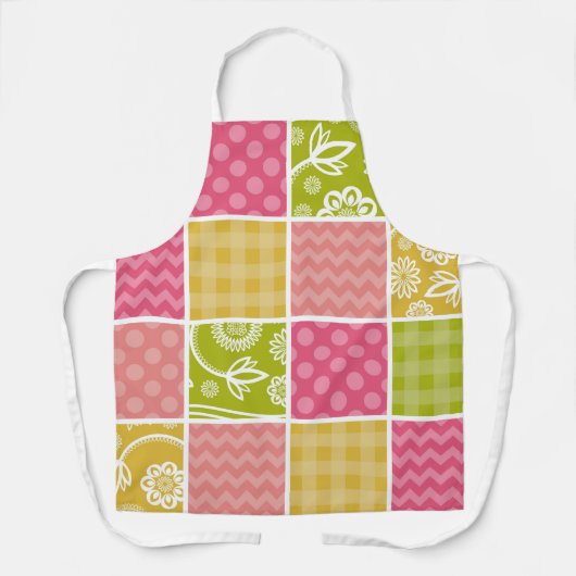 Zigzag, Chevron, Polka Dots, Gingham, Patchwork Schort (Voorkant)