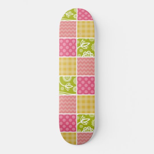 Zigzag, Chevron, Polka Dots, Gingham, Patchwork Skateboard (Voorkant)