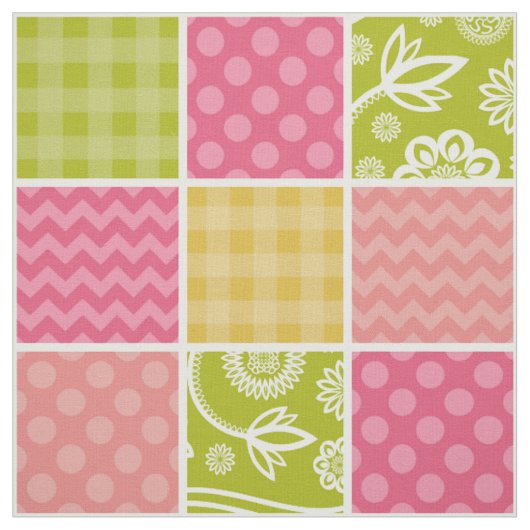 Zigzag, Chevron, Polka Dots, Gingham, Patchwork Stof (Swatch)