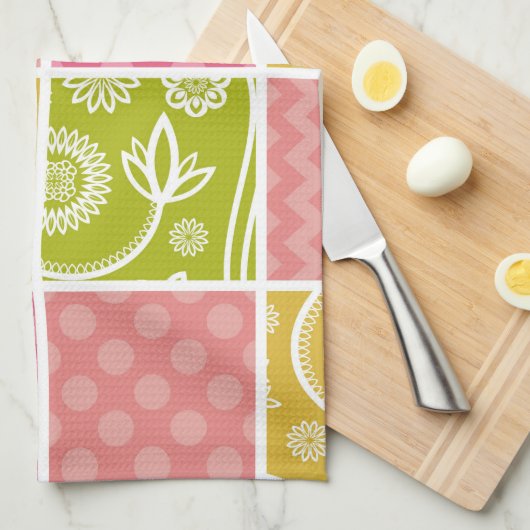 Zigzag, Chevron, Polka Dots, Gingham, Patchwork Theedoek (Quarter Fold)