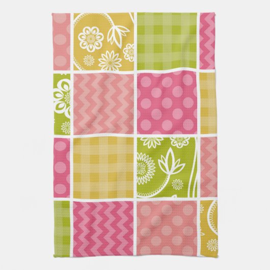 Zigzag, Chevron, Polka Dots, Gingham, Patchwork Theedoek (Verticaal)