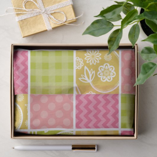 Zigzag, Chevron, Polka Dots, Gingham, Patchwork Tissuepapier (Geschenk)