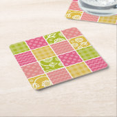 Zigzag, Chevron, Polka Dots, Gingham, Patchwork Vierkante Kartonnen Onderzetter (Schuin)