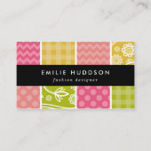 Zigzag, Chevron, Polka Dots, Gingham, Patchwork Visitekaartje (Voorkant)