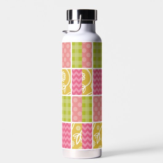 Zigzag, Chevron, Polka Dots, Gingham, Patchwork Waterfles (Rechts)