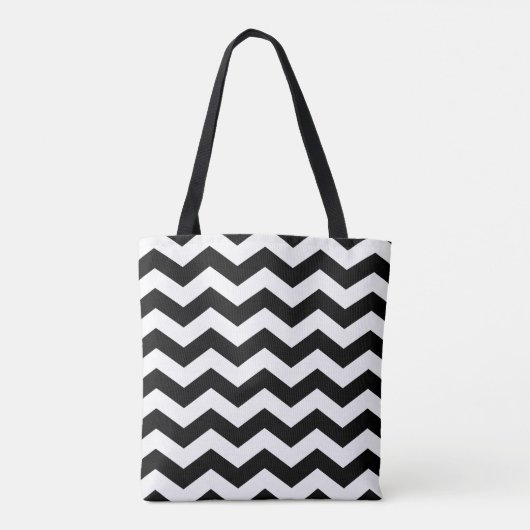 Zigzag Chevron Zwart En Wit Draagtas (Achterkant)