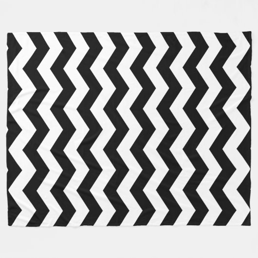Zigzag Chevron Zwart En Wit Fleece Deken (Voorkant (Horizontaal))