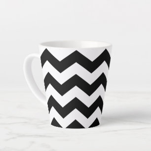 Zigzag Chevron Zwart En Wit Latte Mok