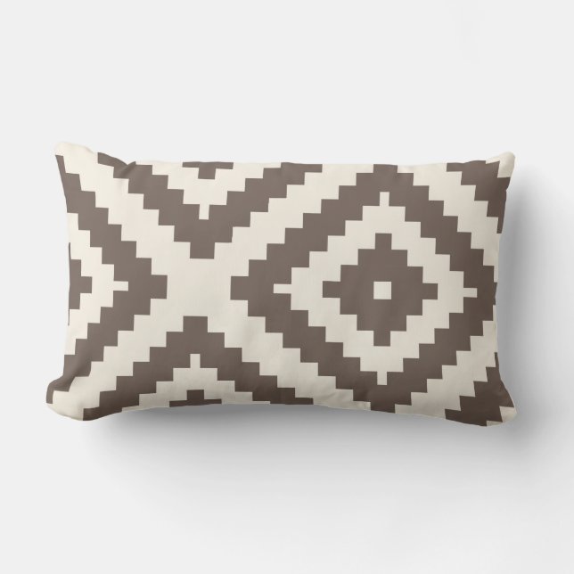 Zigzag Geometric Pattern Taupe Brown Kussen (Voorkant)