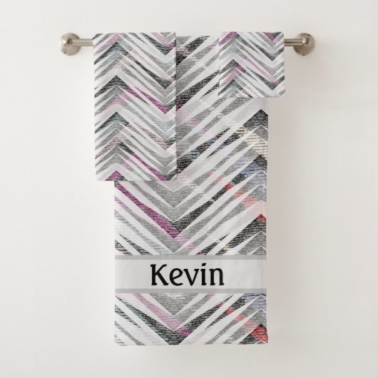 Zigzag, géométrique, gris, lilas, rose, noir, band (En situation)