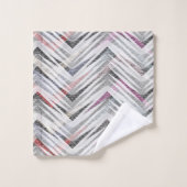 Zigzag, géométrique, gris, lilas, rose, noir, band (Gant de toilette)