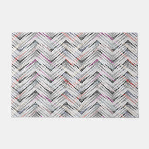 Zigzag, geometrisch, grijs, lila, roze, zwart, str deurmat