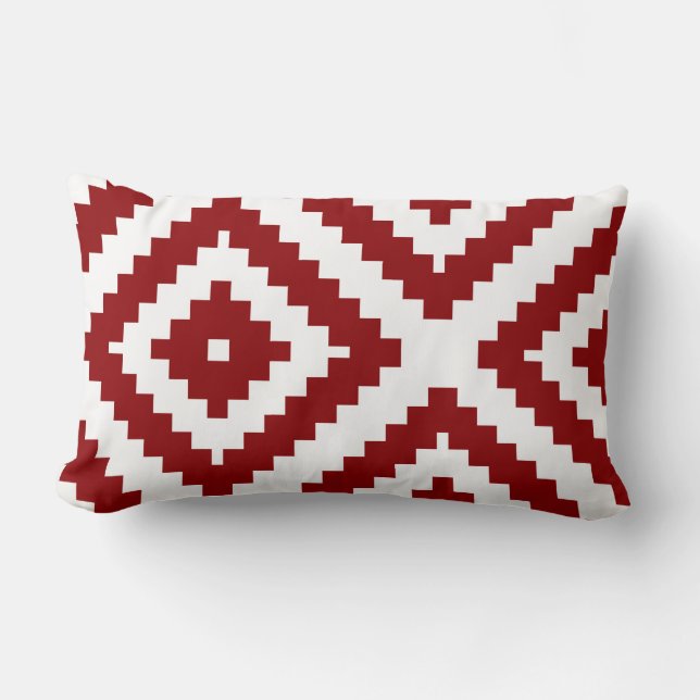 Zigzag Geometrisch Patroon Rood en Wit Kussen (Voorkant)