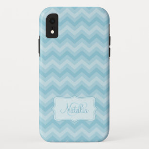 Zigzag gepatenteerde blauwe naam initiaal iPhone XR hoesje