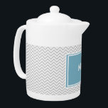 ZigZag gris simple<br><div class="desc">Il s'agit d'un motif de zigzag gris simple et classique avec plaque monogrammée en turquoise, entièrement personnalisable.</div>