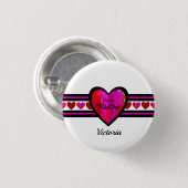 ZigZag Heart Lined Design Texted Ronde Button 3,2 Cm (Voorkant /achterkant)