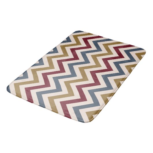 Zigzag Herhaal Ptn Gold Rood & Blauw op Cream Badmat (Gekanteld)
