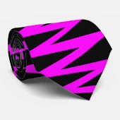 Zigzag - Magenta op zwart Stropdas (Opgerold)