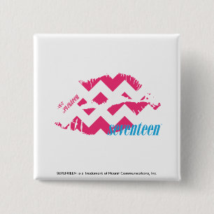 ZigZag Magenta Vierkante Button 5,1 Cm